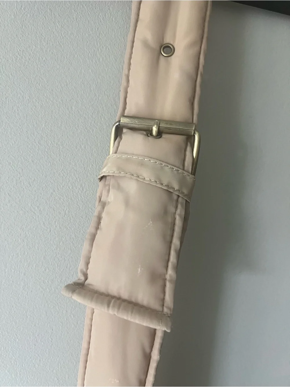 Anthropologie Quilted Puffer Crossbody Bag Beige Adjustable Shoulder Bag